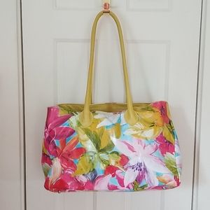 Handpainted Italian Leather Bag Floral